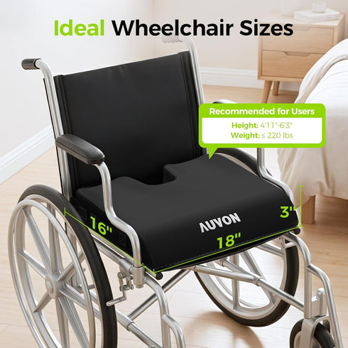AUVON Gel Wheelchair Seat Cushion, Relieve Sciatica, Back, Coccyx, Pressure Sore and Ulcer Pain, Refreshing Ergonomic