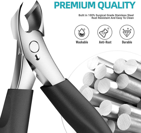Toenail Clippers for Thick Nails for Seniors, Heavy Duty Toe Nail Clippers Kit with Long Handle for Men & Elderly