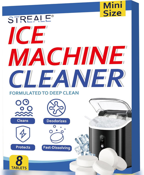 STREALE Ice Maker Cleaner and Descaler - Ice maker cleaning tablets mini size,