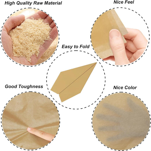Jkopsnr 100 Sheets Kraft Tissue Paper 20x14 Inches for Gift Bags, Bulk Kraft Wrapping Tissue Paper for DIY Crafts