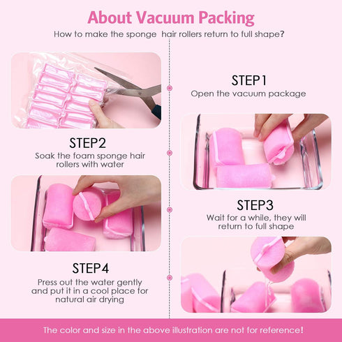Syhood 48 Pcs Foam Sponge Hair Rollers - Soft Sleeping Curlers Flexible Sponge Curler and Rat Tail Comb for Women