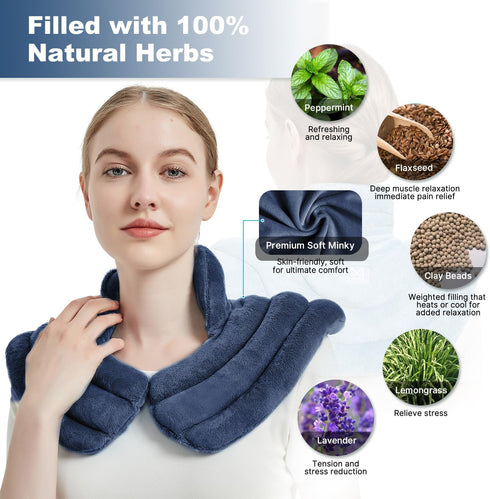 Microwave Heating Pad for Neck and Shoulders - Large Weighted Microwavable Heated Neck Wrap for Pain Relief