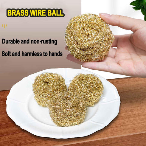 6 Pcs Brass Kitchen Cleaner Scrubbing Scour, Non-Scratch Dishes Scrubber, Copper Scrubber