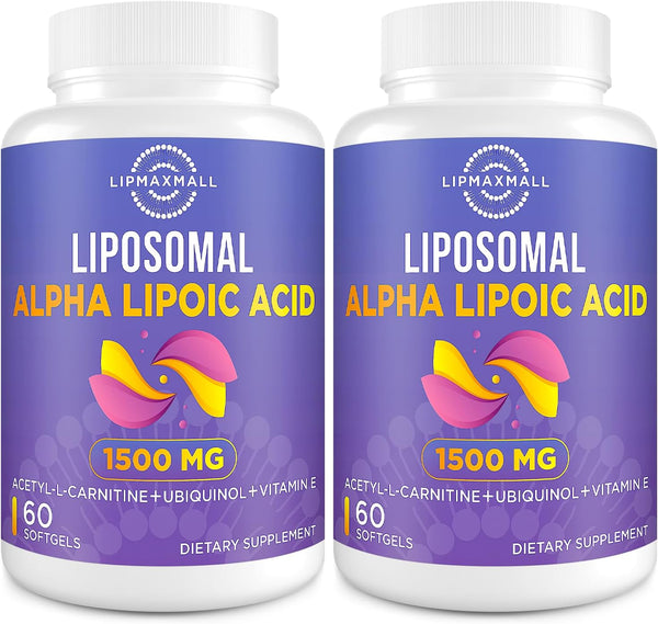 Liposomal Alpha Lipoic Acid 1500mg with Acetyl-L-Carnitine 900mg, Ubiquinol 100mg & Vitamin E 15mg, 60 Softgels (2