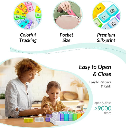MAOTAO 2 Monthly Pill Case Times A Day, Daily Pill Box Organizer Large Capacity Pill Holder Morning and Night, Portable