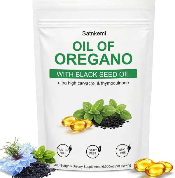 Satnkemi Oil of Oregano with Black Seed Oil Softgels | 4X Strength Carvacrol