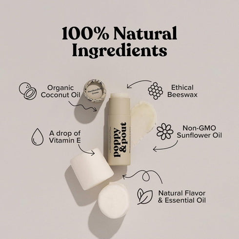 Poppy & Pout Marshmallow Creme Jumbo Lip Balm | All Natural Moisturizer with Beeswax, Vitamin E, Organic Coconut Oil |