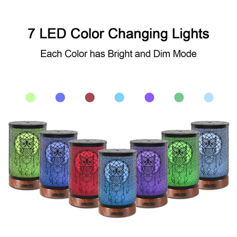 EQUSUPRO Essential Oil Diffuser, 150ml Metal Ultrasonic Cool Mist Diffuser with 7 Colors LED for Home and Office