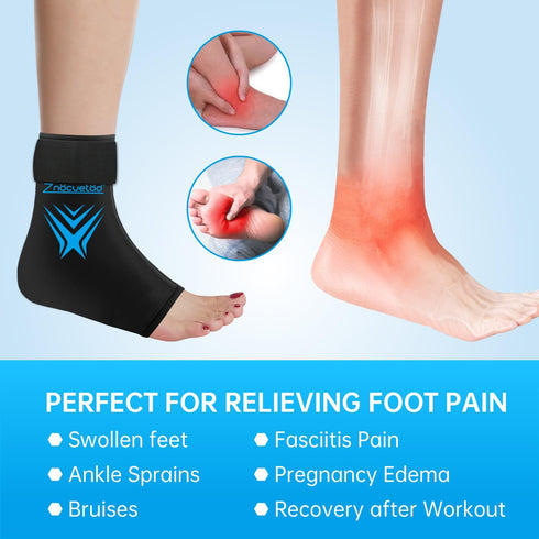 Ankle Ice Pack Wrap for Swelling, Reusable Gel Ice Pack for Injuries, Hot Cold Therapy Sock for Plantar Fasciitis Pain