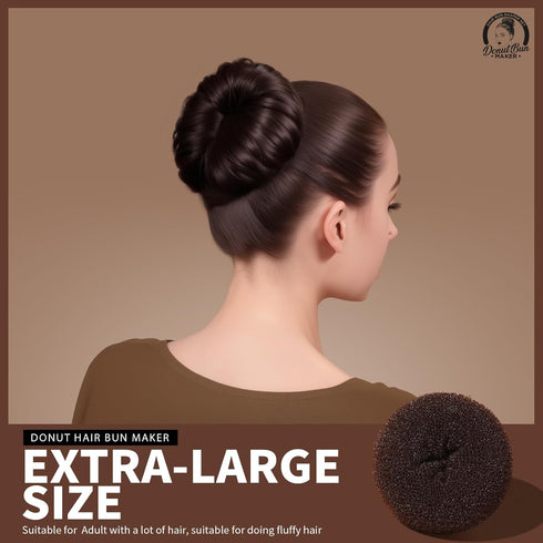 Teenitor Hair Bun Maker for Kids Girls, 4pcs Brown Ballet Buns in 4 Sizes