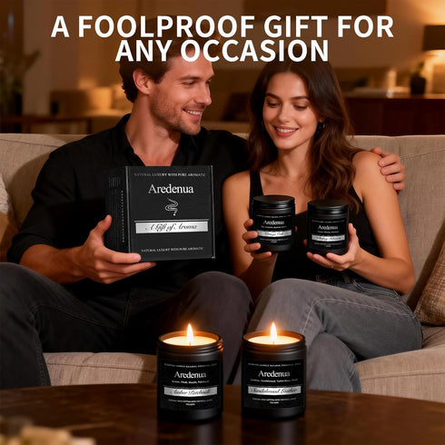 Set 4 Pack Set Mens Candle Manly Candles for Men, Soy Candles for Home Scented, Masculine Candle Gift - Includes