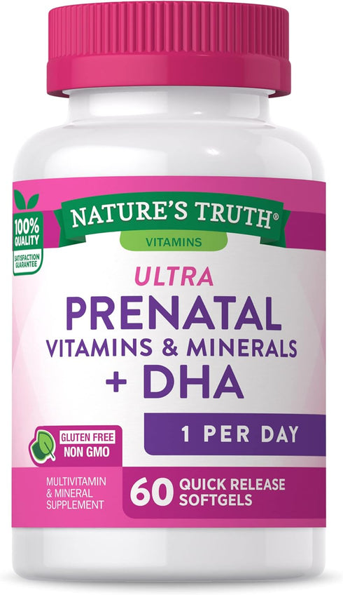 Nature's Truth Prenatal Vitamins with DHA and Folic Acid - 60 Softgels, Non-GMO, Gluten Free