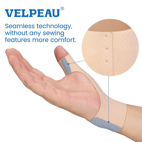 VELPEAU Elastic Thumb Support Brace, Waterproof Compression Sleeve for Pain Relief, Fits Left & Right Hand (Medium)
