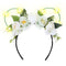 White Rose Flower Light Up Mouse Ear Headband, Floral Headwear for Women Girls, Wedding Party Costume