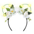 White Rose Flower Light Up Mouse Ear Headband, Floral Headwear for Women Girls, Wedding Party Costume