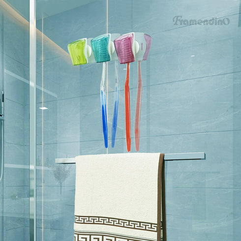 Framendino 6 Pack Toothbrush Head Covers, Caps Holder Case Protector Box with Suction Cup for Bathroom Travel