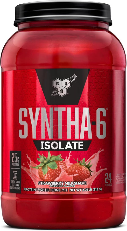 BSN SYNTHA-6 Isolate Protein Powder, Strawberry Milkshake Flavor, 24 Servings