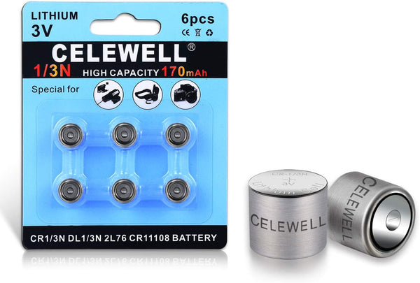 6 Pack DL1/3N CR1/3N 3V Lithium Battery 170mAh with 7-Year Warranty