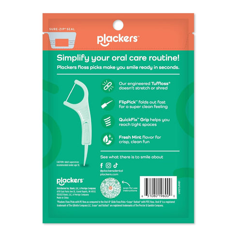 Plackers Micro Line Dental Floss Picks, Fold-Out FlipPick, Tuffloss, 90 Count (6 Pack), Fresh Mint Flavor