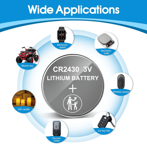 CR2430 Battery, 3V Lithium Coin Battery, 15 Count Pack for Remote Controls, Key Fobs, and Watches