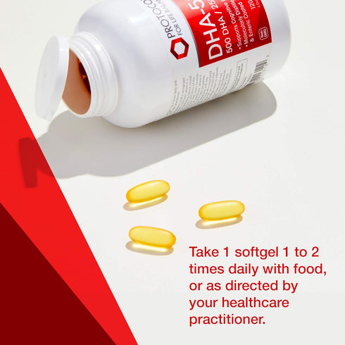 Protocol DHA-500 - DHA 500mg & EPA 250mg - Fish Oil Supplement for Brain Health & Support, 120 Softgels