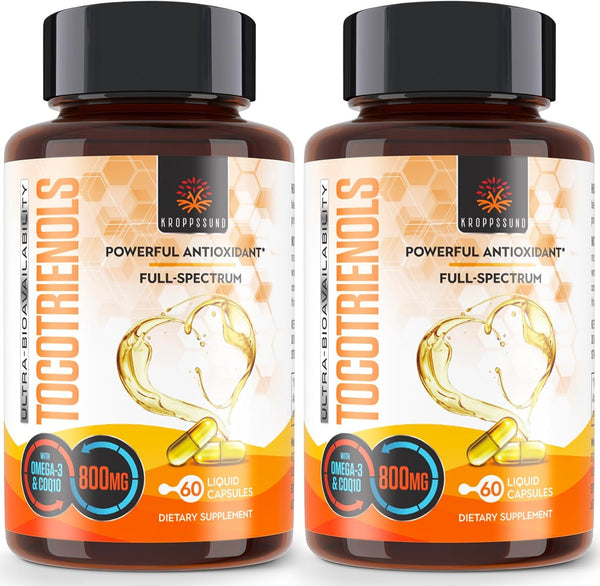 Kroppssund Tocotrienols 800mg Supplement, 120 Liquid Capsules, Rich in Vitamin E for Antioxidant & Cardiovascular