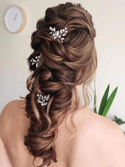JAKAWIN Rhinestone Wedding Hair Pins Silver Bridal Crystal Jewelry Accessories for Women HP130 (Silver)