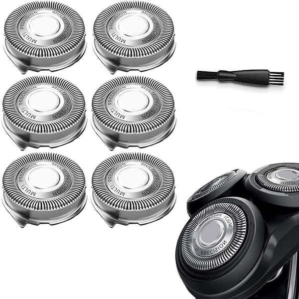 SH50/52 Replacement Heads, Compatible with Philips Series 5000 Electric Shavers, 6 Pack with Brush for Norelco Razors