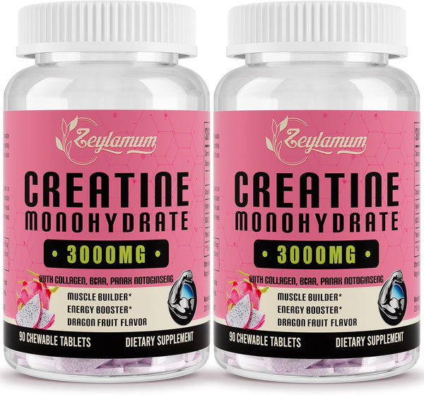 Creatine Monohydrate for Women, 3000 MG Creatine Supplement with Hydrolyzed Collagen, BCAA for Muscle Builder &
