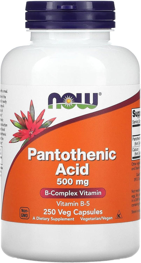 NOW Foods Pantothenic Acid (Vitamin B-5) 500 mg - B-Complex Vitamin, 250 Capsules