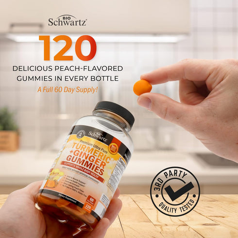Turmeric Curcumin with Ginger Gummies, 120 Count, Natural Joint Support Supplement