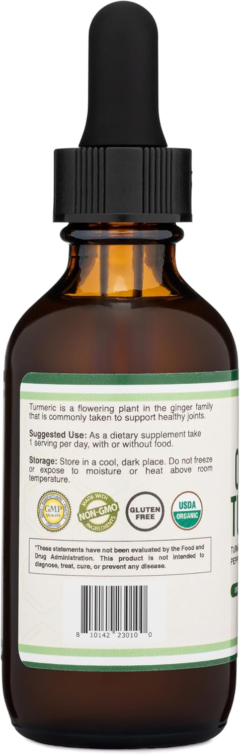 Turmeric Curcumin with Black Pepper Drops - Organic Turmeric Supplement Drops 1,180 mg - 2 FL OZ - 60 Servings