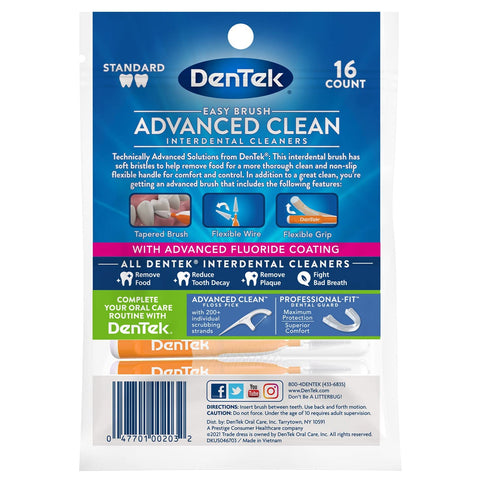 DenTek Easy Brush Interdental Cleaners, Mint Flavor, 16 Count (Pack of 5)