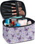 Purple Butterfly Makeup Bag Floral Cosmetic Bags for Women Cute Aesthetic Toiletry Bag Skincare Organizer Travel Case Portable Makeup Organizer for Travel Valentines Day Birthday Gifts for Her