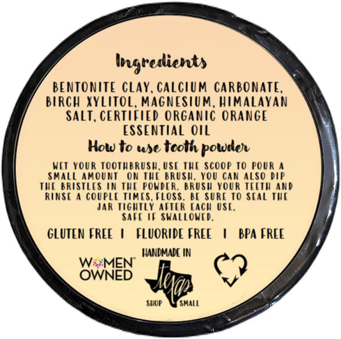 Zero Waste Paper Bag Kid Safe Orange Organic Vegan Fluoride Free Remineralizing Tooth Powder - Ships Plastic Free