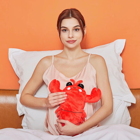 Microwavable Heating Pad for Period Cramps, Cuddly Warming Pillow, Cute Lobster Plush Stuffed Animal Menstrual Heating