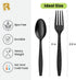 200 Count Heavy Duty Black Plastic Silverware Set, BPA Free Plastic Forks and Spoons for All Occasions