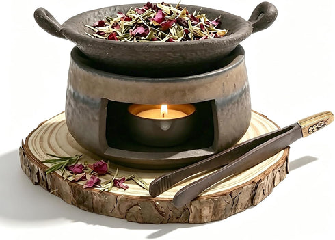 Muyoka Ceramic Aromatherapy Burner, Incense Burner Kit with Clip and Pine Pad, Essential