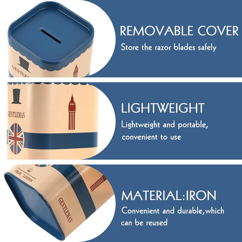 LUEXBOX 4 Pack Detachable Razor Blade Disposal Container for Used Safety Razor Blade, Large Capacity Iron Disposal Case