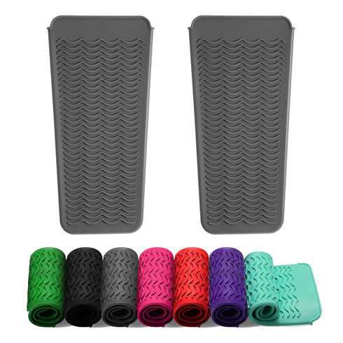 ZAXOP 2 Pack Silicone Mat Pouch for Heat Resistant Flat Iron, Curling Iron, Hair Straightener, Hot Hair Tools (Grey)