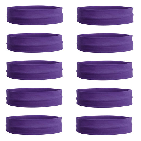 Teemico 10 Pack 3" Cotton Headbands, Stretch Elastic Sports Sweatbands for Teens Women (Purple)