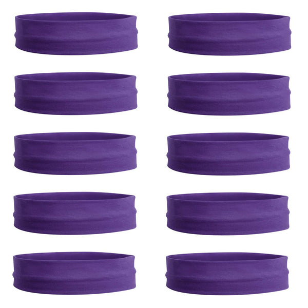 Teemico 10 Pack 3" Cotton Headbands, Stretch Elastic Sports Sweatbands for Teens Women (Purple)