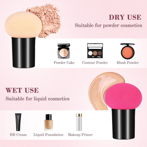 Ipetboom Mushroom Makeup Sponge with Handle, Powder Puff Blender for Makeup Foundation Applicator