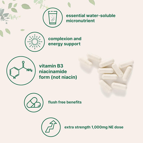 Vitamin B3 Niacinamide 500mg: 400 Capsules, Essential B Vitamin Supplement for Skin Care