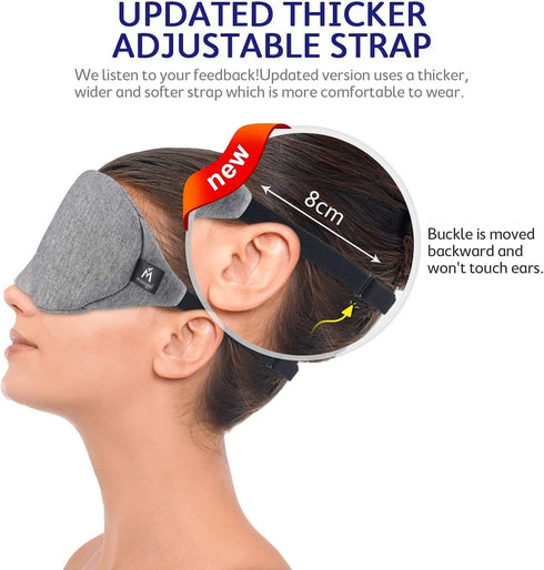 Mavogel Cotton Sleep Mask, Light Blocking Eye Blindfold for Men Women, Grey & Black