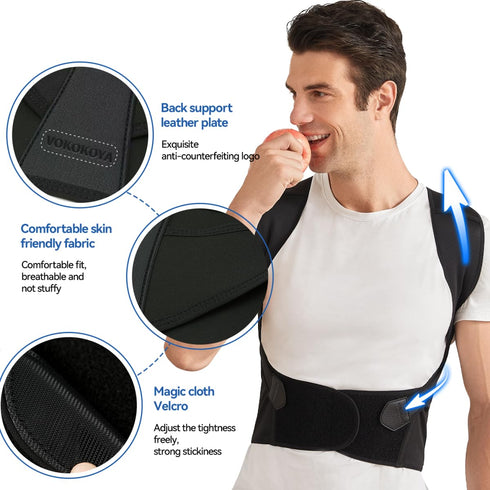 VOKOKOYA Posture Corrector for Women and Men,Adjustable Shoulder Straightener,Back Support Brace,Upper Spine scoliosis