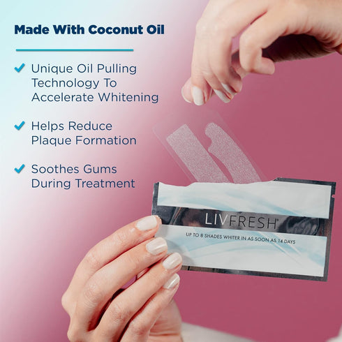 Teeth Whitening Strips, Results in 14 Days, Enamel Safe for Sensitive Teeth, Coconut Oil & Hydrogen Peroxide