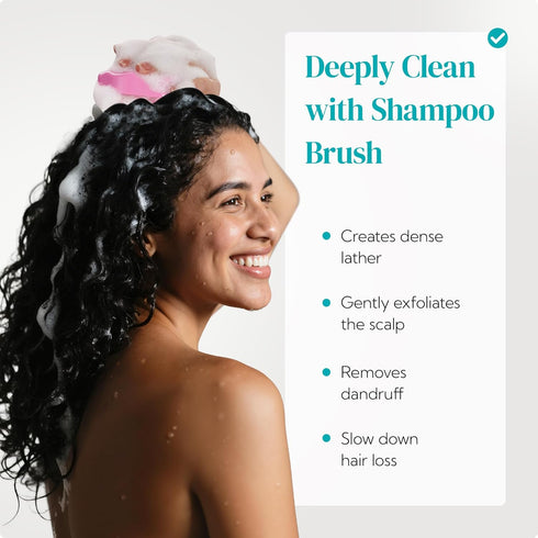 HEETA Hair Scalp Massager Shampoo Brush, 2 Pack Soft Silicone Bristles for Dandruff Removal, Green & Pink