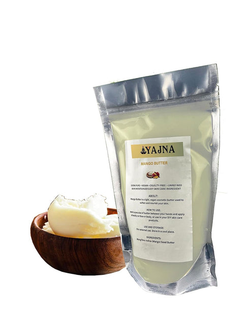 Yajna Organic Raw Mango Butter 100% Pure, Natural & Unrefined Skin Moisturizer for Face, Body & Hair, 8 OZ/230 GM
