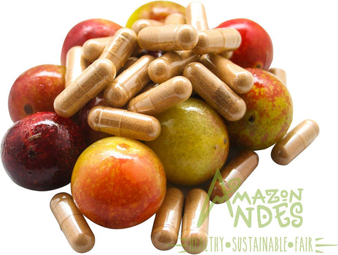 Camu Camu Capsules - Powerful Vitamin C Source, Immune System Booster, Organic Fairtrade Certified, 100 Vegan Pills,